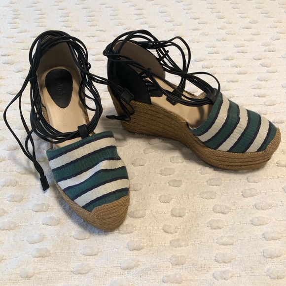 Chloé Striped Espadrille Wedges - Picture 2 of 6